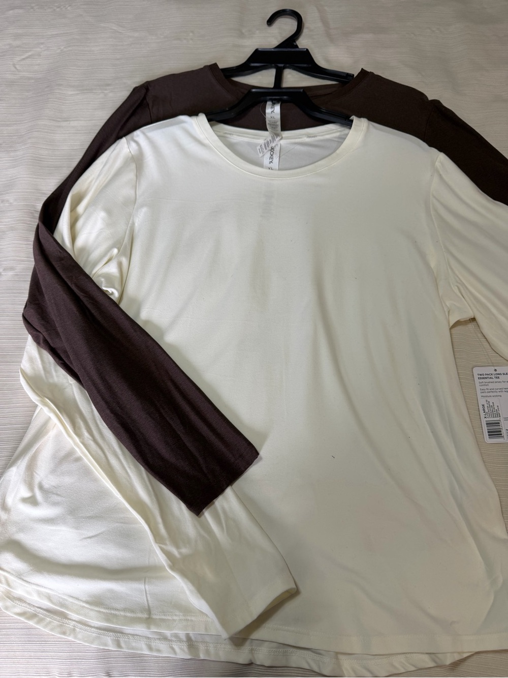 Jockey Long Sleeve Crew Neck Shirts in Cream and Brown NWT